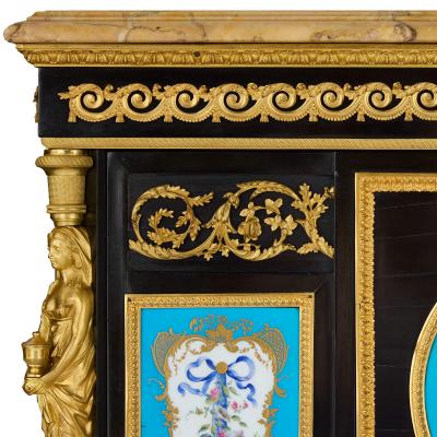 Pair of impressive marble porcelain and ormolu mounted Victorian secretaires