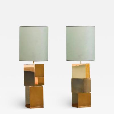 Pair of lamps designed by Umberto Mantineo with brass modules