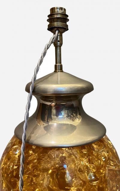 Pair of lamps in fractal resin and nickel plated metal France circa 1970