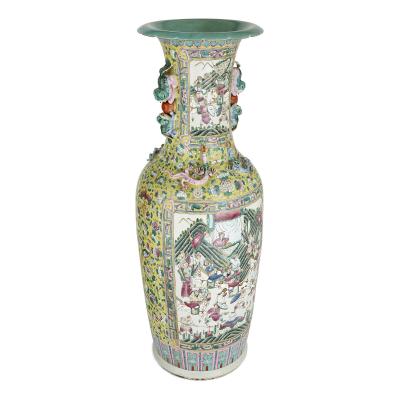 Pair of large Canton style Chinese porcelain vases