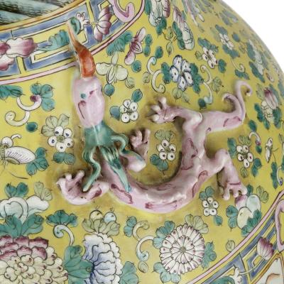 Pair of large Canton style Chinese porcelain vases