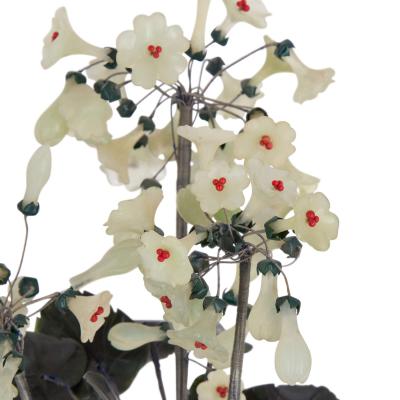 Pair of large Chinese hardstone jade and cloisonn enamel flower models