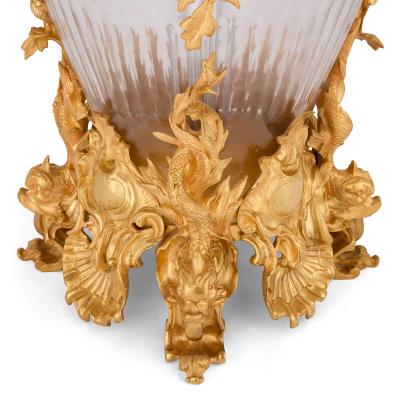 Pair of large French Rococo style glass and gilt bronze candelabra