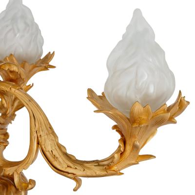 Pair of large Louis XVI style gilt and patinated bronze cherub candelabra
