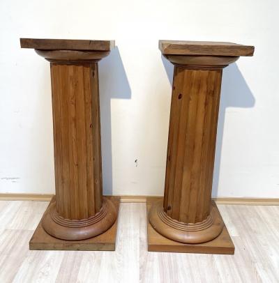 Pair of large Neoclassical Columns Pine Wood France circa 1910