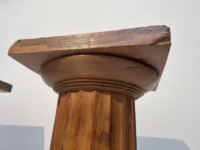 Pair of large Neoclassical Columns Pine Wood France circa 1910