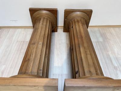 Pair of large Neoclassical Columns Pine Wood France circa 1910