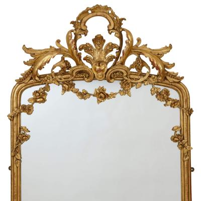 Pair of large Rococo revival giltwood mirrors