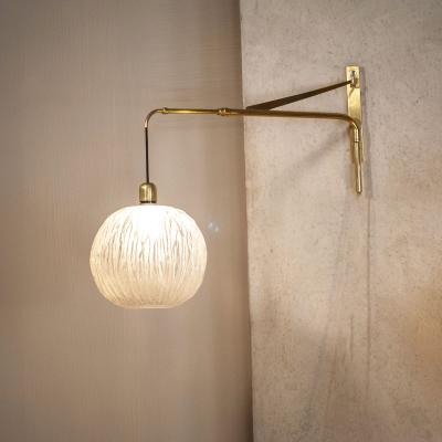 Pair of large brass and glass wall sconces 1960s