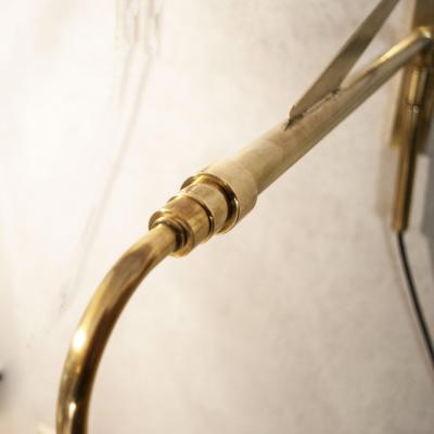 Pair of large brass and glass wall sconces 1960s