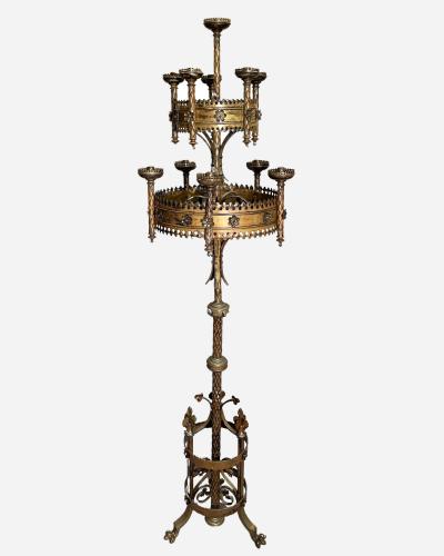 Pair of large brass church candelabra France circa 1880