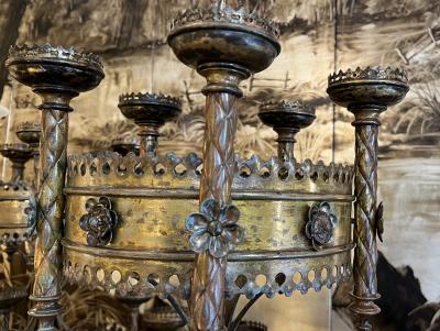 Pair of large brass church candelabra France circa 1880