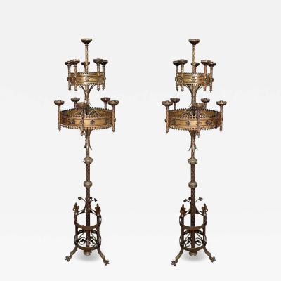 Pair of large brass church candelabra France circa 1880