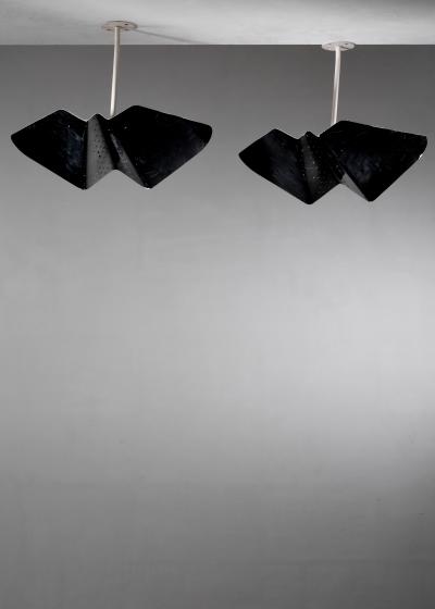 Pair of large ceiling lamps