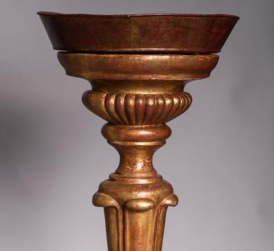 Pair of large gilded wood candle holders Italy middle of the 19th century