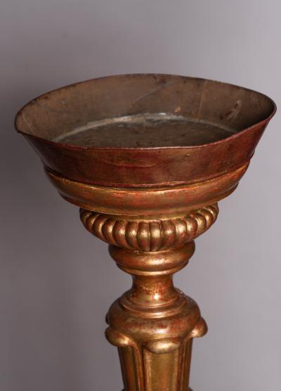 Pair of large gilded wood candle holders Italy middle of the 19th century