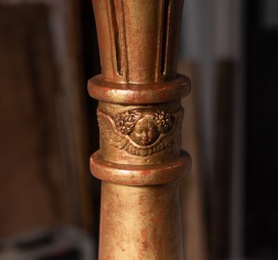 Pair of large gilded wood candle holders Italy middle of the 19th century