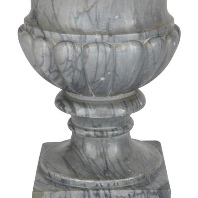 Pair of large grey marble Neoclassical Campana form garden vases