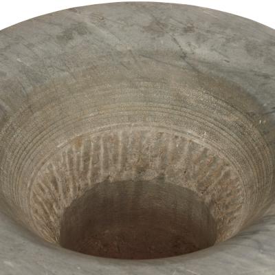 Pair of large grey marble Neoclassical Campana form garden vases