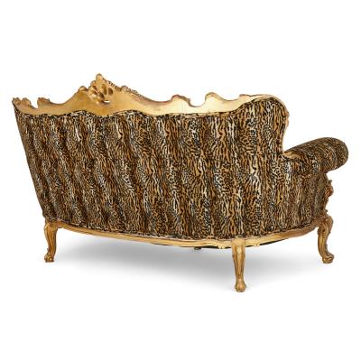 Pair of large ornate giltwood antique sofas