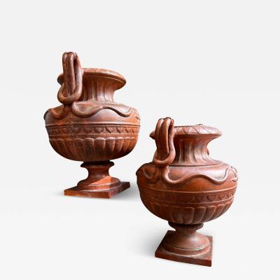 Pair of large terracotta garden vases France circa 1850