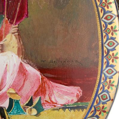 Pair of late 19th century French painted porcelain lamps