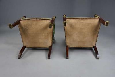 Pair of late 19thc French Empire style mahogany fauteuils