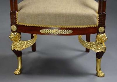Pair of late 19thc French mahogany fauteuils in the Empire style