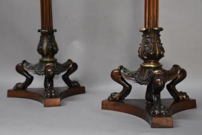 Pair of late 19thc Regency style bronze torcheres