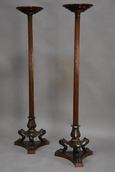 Pair of late 19thc Regency style bronze torcheres