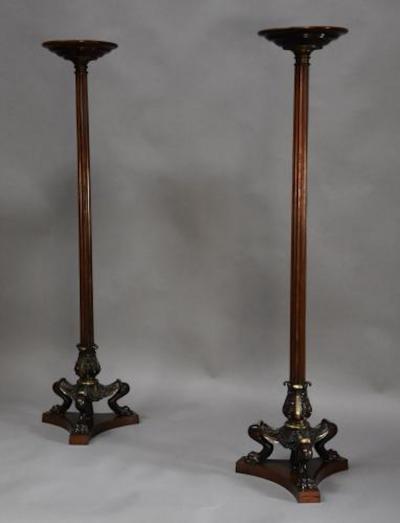 Pair of late 19thc Regency style bronze torcheres