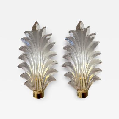 Pair of leaves sconces Murano Italy circa 1980
