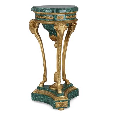 Pair of malachite and gilt bronze stands in the Neoclassical style