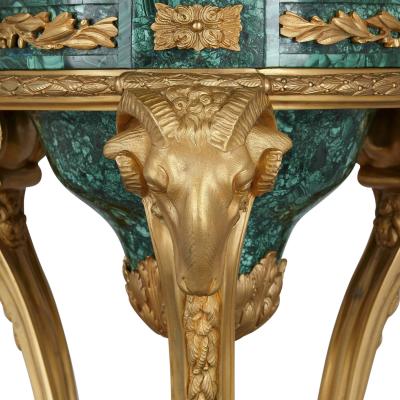 Pair of malachite and gilt bronze stands in the Neoclassical style
