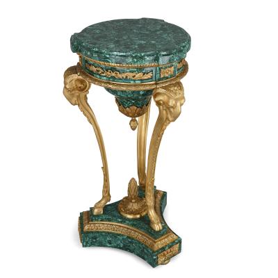 Pair of malachite and gilt bronze stands in the Neoclassical style