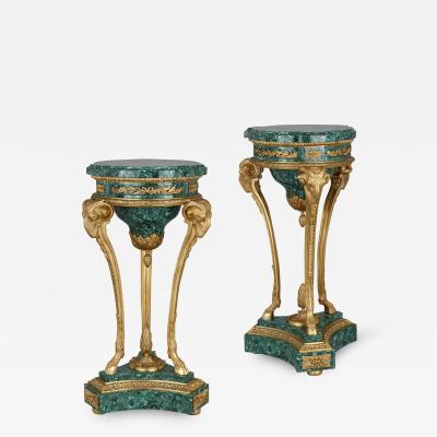 Pair of malachite and gilt bronze stands in the Neoclassical style