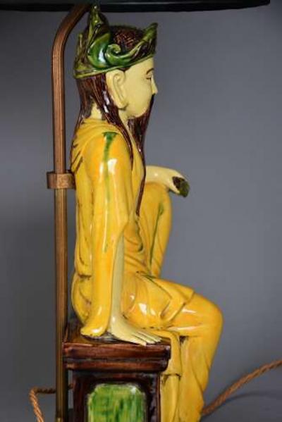 Pair of mid 20th century Italian table lamps of Chinese Ming style figures