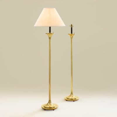 Pair of mid century brass standing floor lights