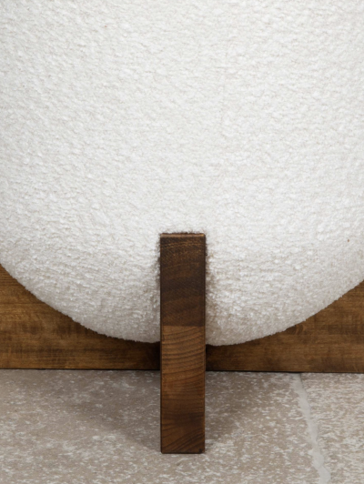 Pair of mid century italian boucle and wood stools