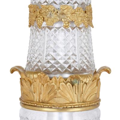 Pair of monumental gilt bronze and glass floor standing candelabra