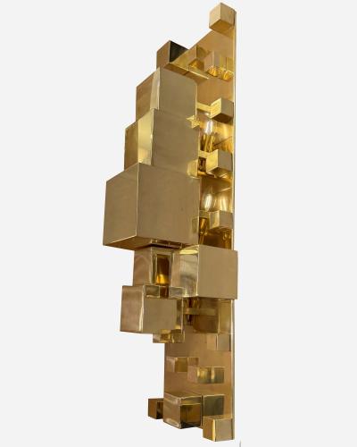 Pair of monumental sconces in polished brass Italy circa 2020