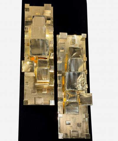 Pair of monumental sconces in polished brass Italy circa 2020