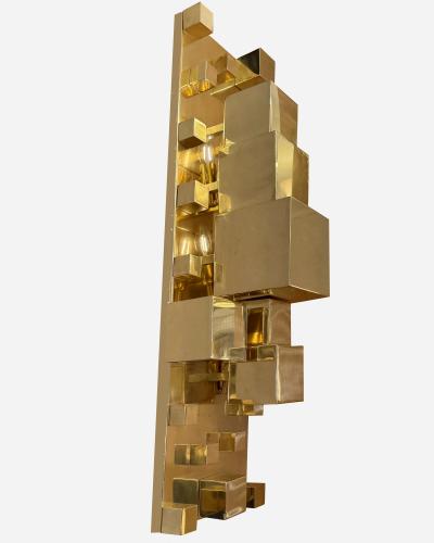 Pair of monumental sconces in polished brass Italy circa 2020