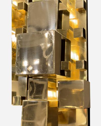 Pair of monumental sconces in polished brass Italy circa 2020