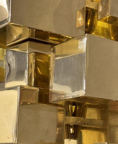 Pair of monumental sconces in polished brass Italy circa 2020