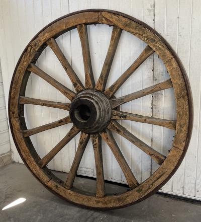 Pair of monumental wagon wheels from France