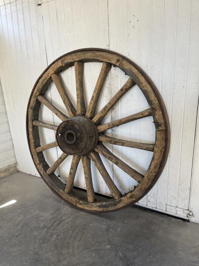 Pair of monumental wagon wheels from France