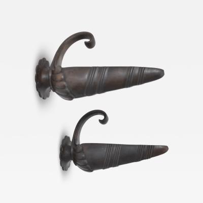 Pair of neoclassical bronze wall sconces 1920s 