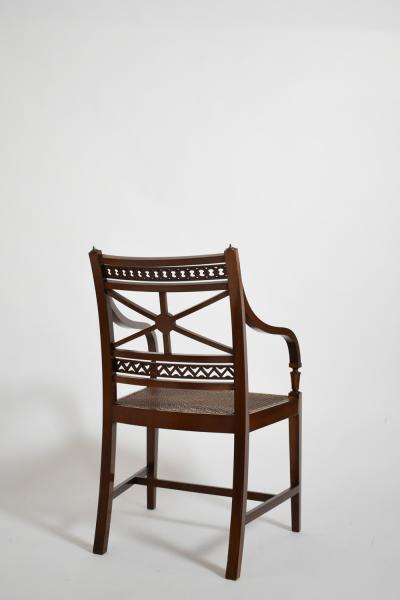 Pair of neoclassical mahogany and canning armchairs XIXth c 