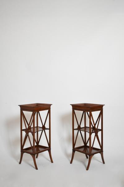 Pair of neoclassical mahogany bedside tables 1960s 